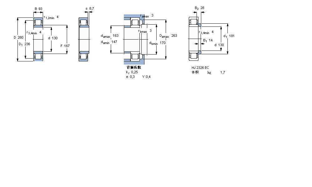 SKF 圆柱滚子轴承, 单列, NU 设计NU2326ECMA样本图片