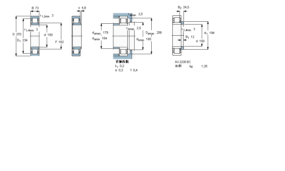 SKF 圆柱滚子轴承, 单列, NU 设计NU2230ECM样本图片