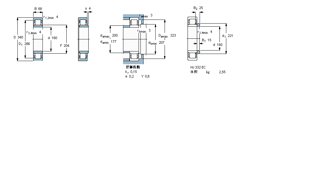 SKF 圆柱滚子轴承, 单列, NU 设计NU332ECM样本图片