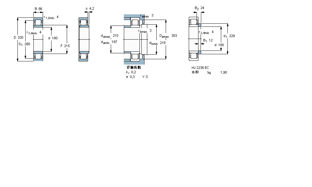 SKF 圆柱滚子轴承, 单列, NU 设计NU2236ECMA样本图片