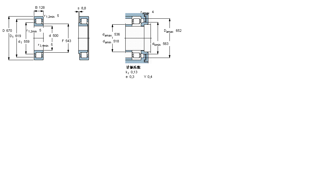 SKF 圆柱滚子轴承, 单列, NJ 设计NJ39/500ECMA样本图片