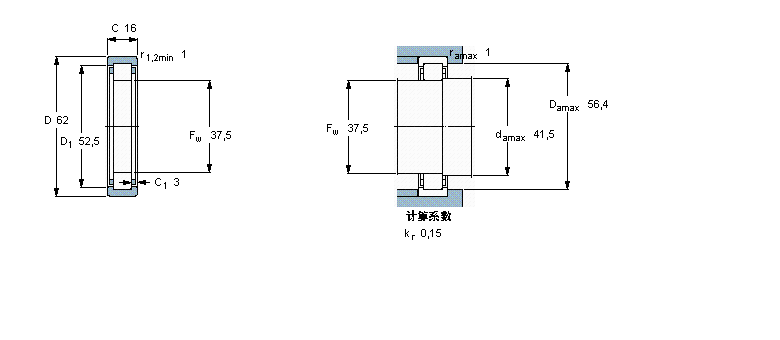 SKF 圆柱滚子轴承, 单列, 无内圈RNU206ECP样本图片