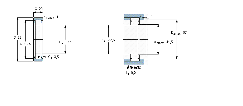 SKF 圆柱滚子轴承, 单列, 无内圈RNU2206ECP样本图片