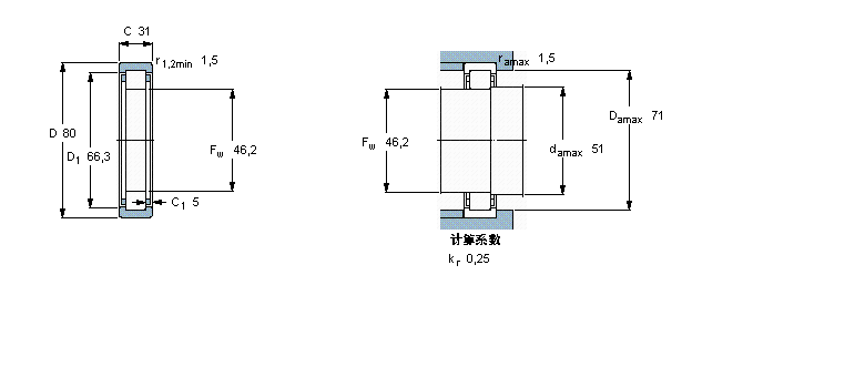 SKF 圆柱滚子轴承, 单列, 无内圈RNU2307ECP样本图片