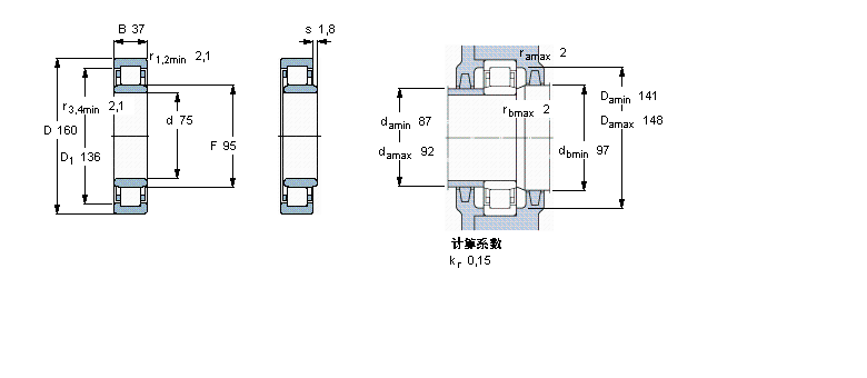 SKF 圆柱滚子轴承, 单列,INSOCOATNU315ECP/VL0241样本图片
