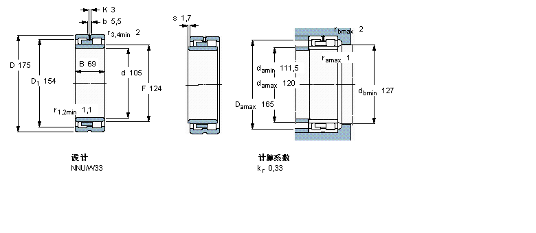 SKF 圆柱滚子轴承, 双列, NNUNNU4121M/W33样本图片