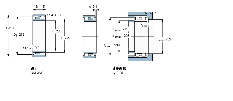 SKF 圆柱滚子轴承, 双列, NNU313639样本图片