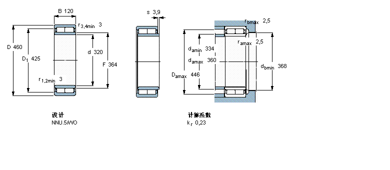 SKF 圆柱滚子轴承, 双列, NNU.5BC2B322216样本图片