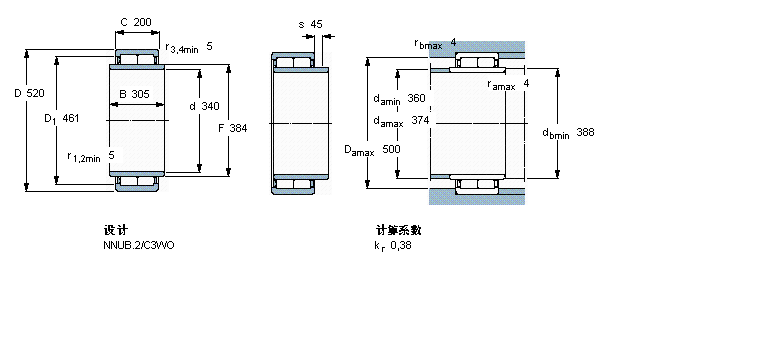SKF 圆柱滚子轴承, 双列, NNUB.2BC2B320118样本图片