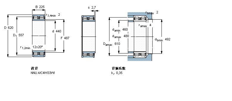 SKF 圆柱滚子轴承, 双列, NNU.4316077A样本图片