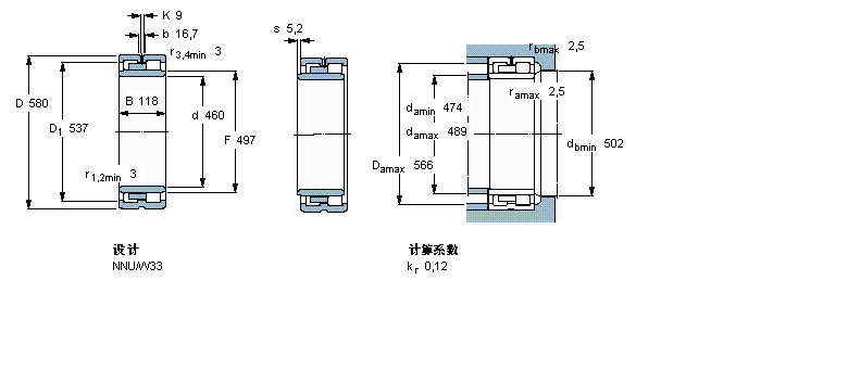 SKF 圆柱滚子轴承, 双列, NNUNNU4892/W33样本图片