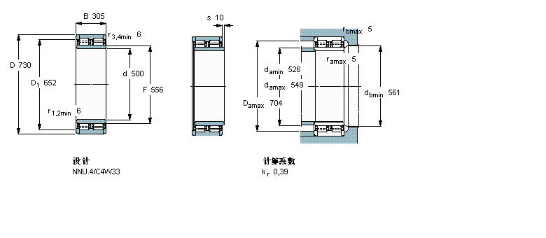 SKF 圆柱滚子轴承, 双列, NNU.4BC2-8008/HB1样本图片