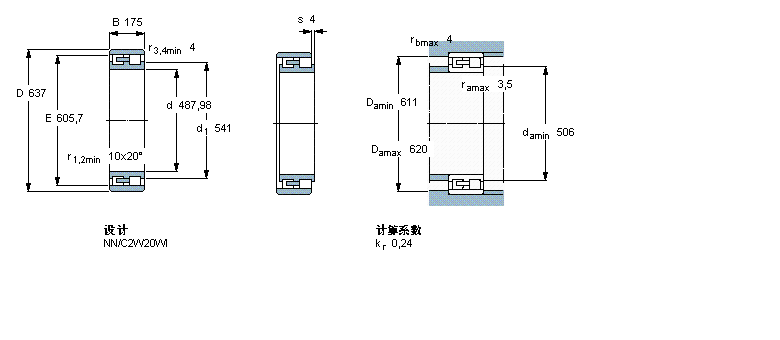 SKF 圆柱滚子轴承, 双列, NNBC2B326196/HA1样本图片