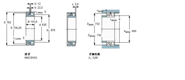 SKF 圆柱滚子轴承, 双列, NNBC2B319943样本图片