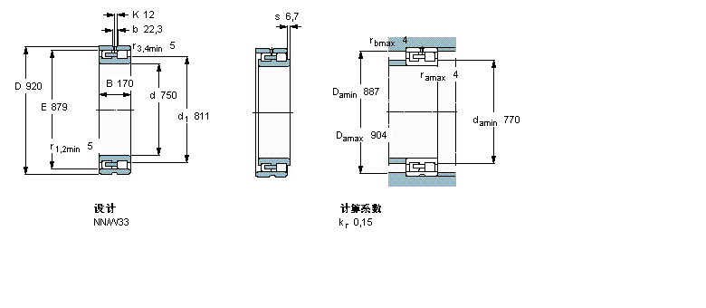 SKF 圆柱滚子轴承, 双列, NNNN48/750/HB1W33样本图片