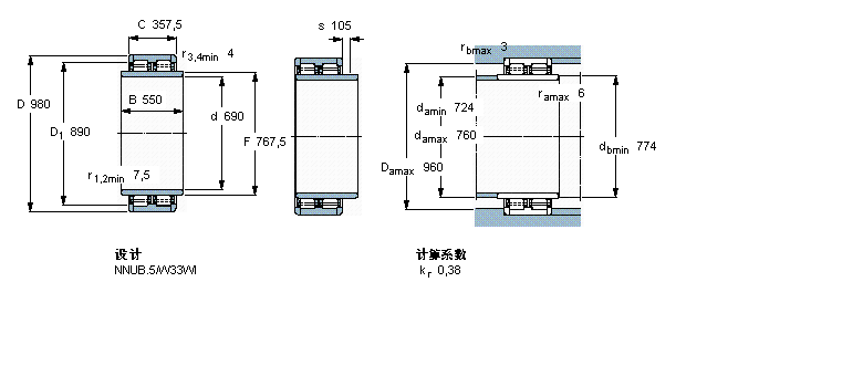 SKF 圆柱滚子轴承, 双列, NNUB.5BC2-8015/HB1样本图片
