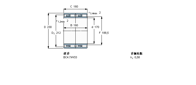 SKF 圆柱滚子轴承, 四列, BC4.7BC2B322340/HB1VJ202样本图片