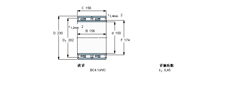 SKF 圆柱滚子轴承, 四列, BC4.1313891A样本图片