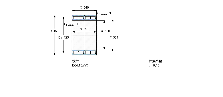 SKF 圆柱滚子轴承, 四列, BC4.13BC4B322216B/HA3VJ212样本图片