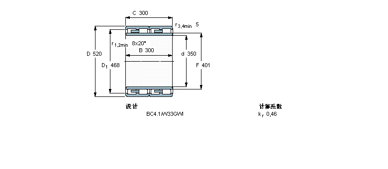 SKF 圆柱滚子轴承, 四列, BC4.1BC4B326909/HA3样本图片