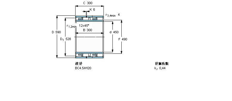 SKF 圆柱滚子轴承, 四列, BC4.5315811E样本图片