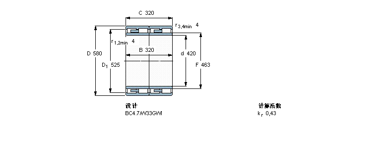 SKF 圆柱滚子轴承, 四列, BC4.7313555C/VJ202样本图片