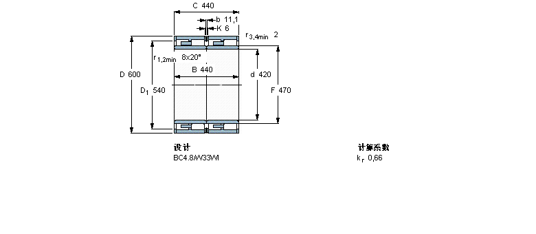 SKF 圆柱滚子轴承, 四列, BC4.8313513样本图片
