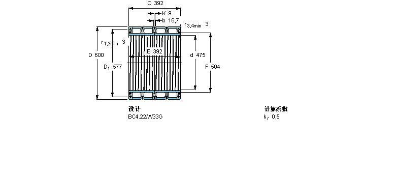 SKF 圆柱滚子轴承, 四列, BC4.22, 轴承孔中的螺旋槽, 两面密封件BC4-8003/HA1VA907样本图片
