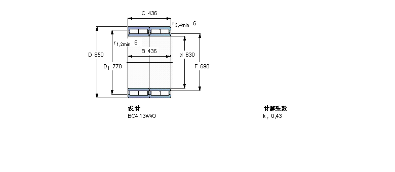 SKF 圆柱滚子轴承, 四列, BC4.13BC2-8012/HB1VJ202样本图片
