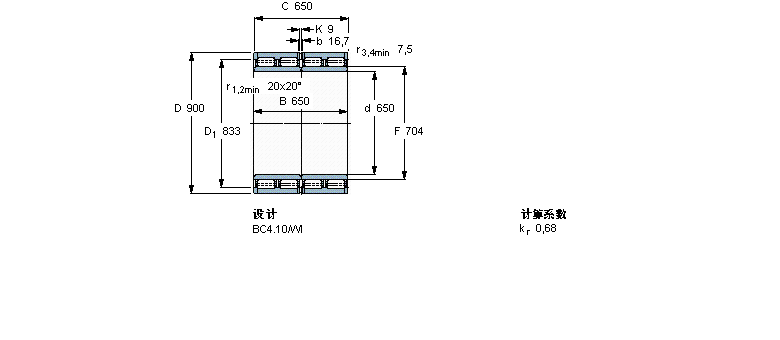 SKF 圆柱滚子轴承, 四列, BC4.10BC4-8002/HA6样本图片