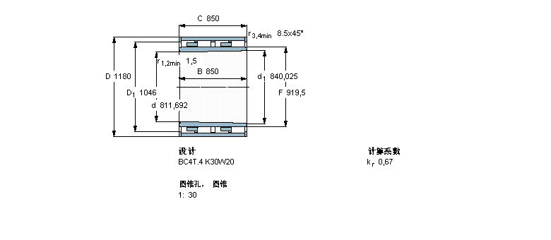 SKF 圆柱滚子轴承, 四列, BC4T.4, 圆锥型内孔BC4B457984VCA样本图片