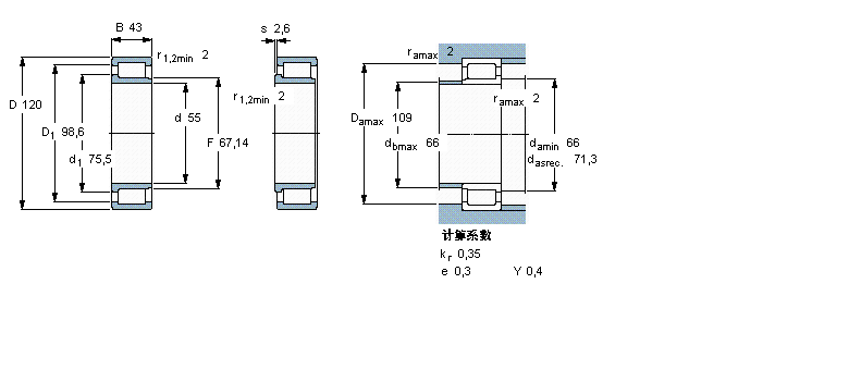 SKF 圆柱滚子轴承, 单列满装滚子, NJG 设计NJG2311VH样本图片