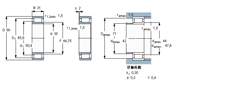 SKF 圆柱滚子轴承, 单列满装滚子, NJG 设计NJG2307VH样本图片