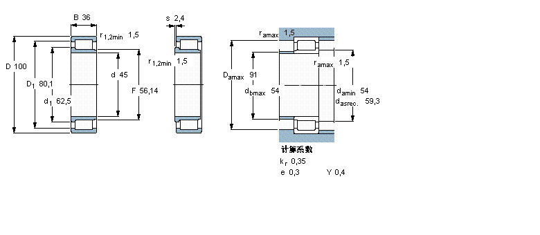 SKF 圆柱滚子轴承, 单列满装滚子, NJG 设计NJG2309VH样本图片