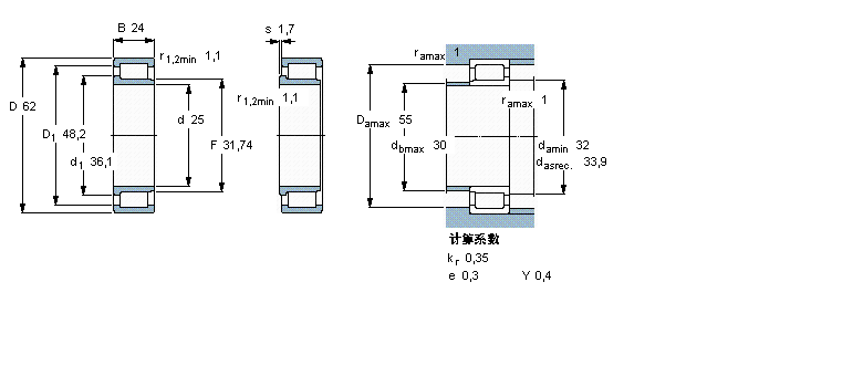 SKF 圆柱滚子轴承, 单列满装滚子, NJG 设计NJG2305VH样本图片