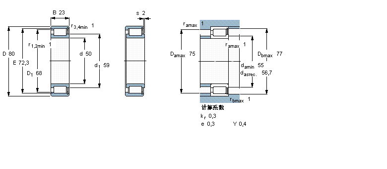 SKF 圆柱滚子轴承, 单列满装滚子, NCF 设计NCF3010CV样本图片