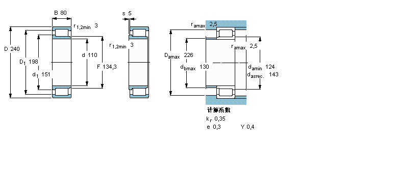 SKF 圆柱滚子轴承, 单列满装滚子, NJG 设计NJG2322VH样本图片