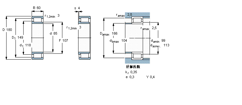 SKF 圆柱滚子轴承, 单列满装滚子, NJG 设计NJG2317VH样本图片
