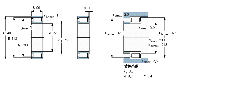 SKF 圆柱滚子轴承, 单列满装滚子, NCF 设计NCF3044CV样本图片