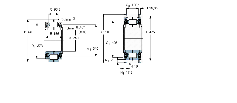 SKF 圆柱滚子轴承, 剖分式单列319307B样本图片