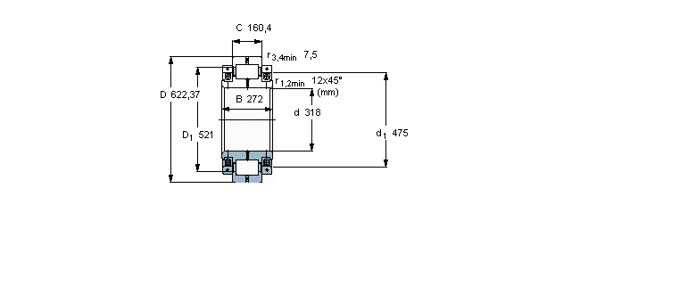 SKF 圆柱滚子轴承, 剖分式单列BCSB322213CC样本图片