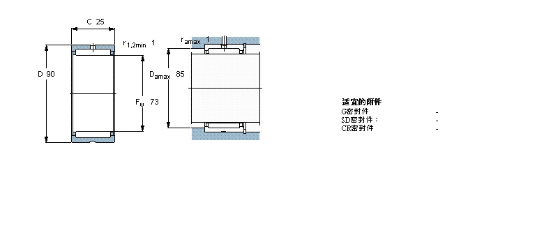 SKF 滚针轴承, 带法兰，无内圈, 无密封件NK73/25样本图片