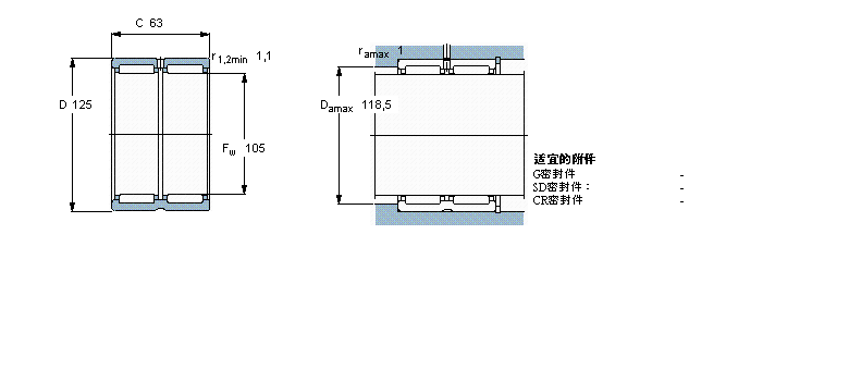 SKF 滚针轴承, 带法兰，无内圈, 无密封件RNA6918样本图片