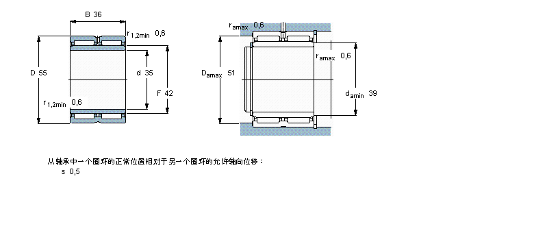 SKF 滚针轴承, 带法兰，有内圈, 无密封件NA6907样本图片