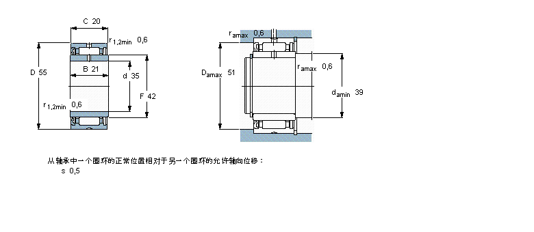 SKF 滚针轴承, 带法兰，有内圈, 单面密封件NA4907RS样本图片