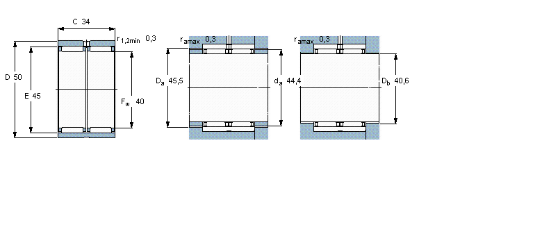 SKF 滚针轴承, 无法兰，无内圈RNAO40x50x34样本图片