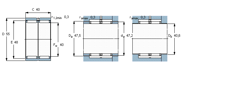 SKF 滚针轴承, 无法兰，无内圈RNAO40x55x40样本图片