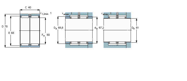 SKF 滚针轴承, 无法兰，无内圈RNAO60x78x40样本图片