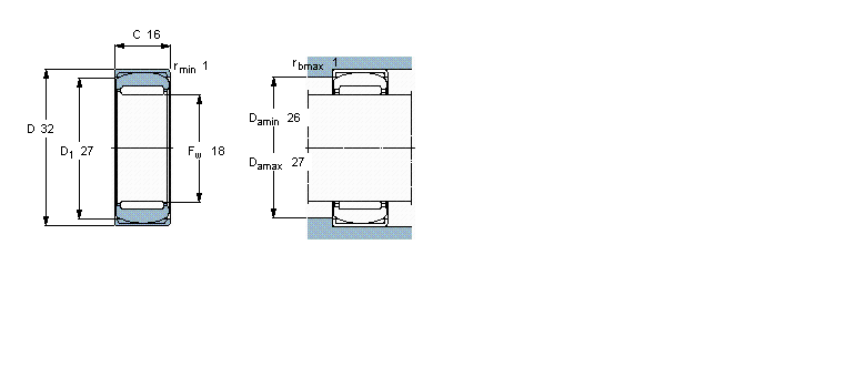 SKF 滚针轴承, 对中，无内圈RPNA18/32样本图片