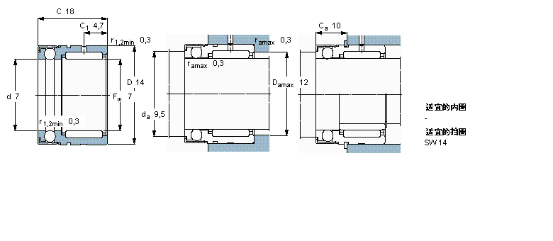 SKF 组合式滚针轴承, 滚针/满球推力球轴承NX7TN样本图片